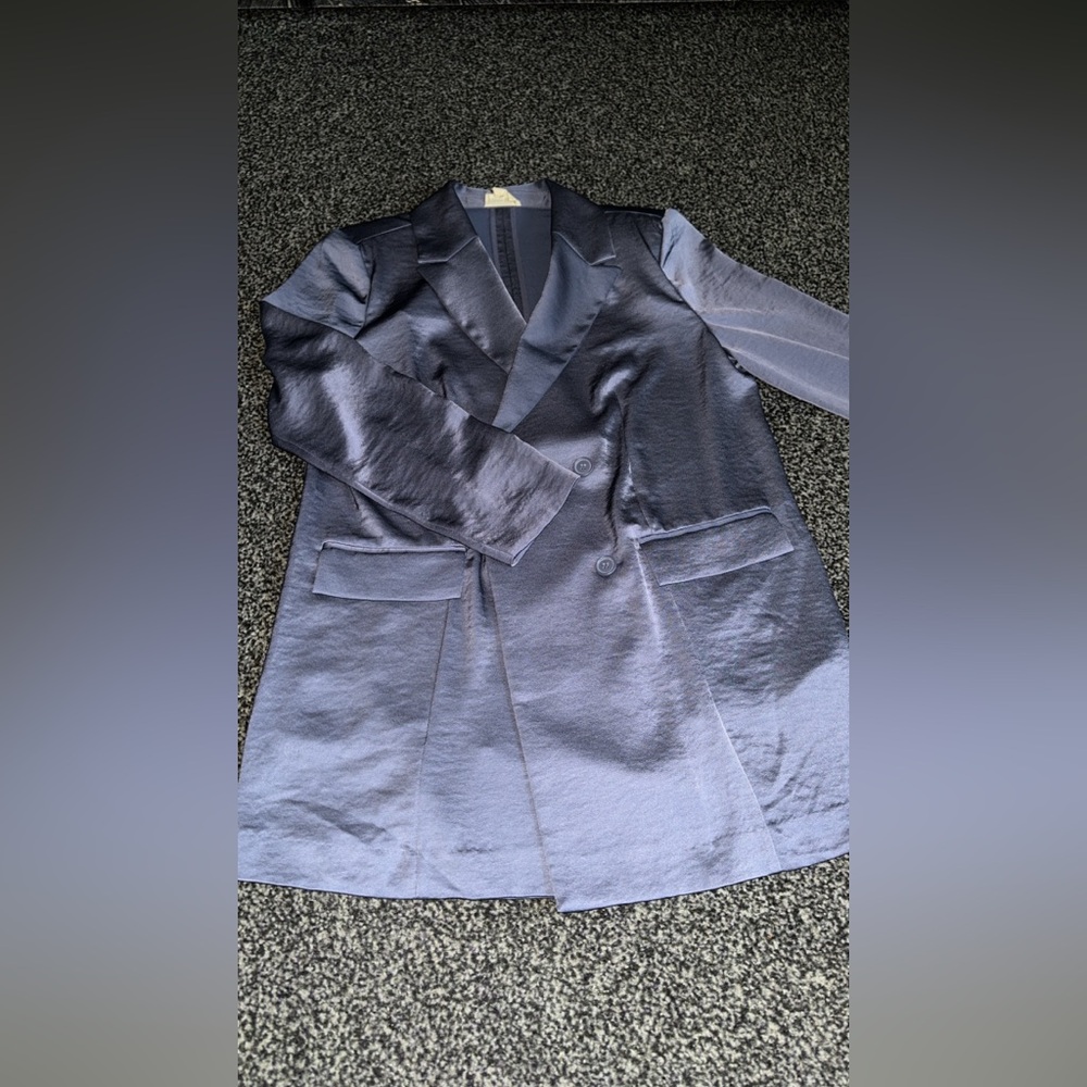 Open Edit Blue Double-Breasted blazer